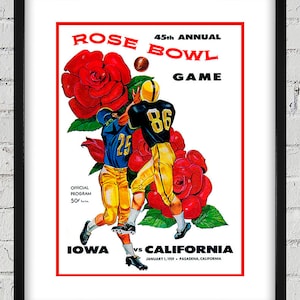1959 Vintage Iowa Hawkeyes - California Bears Rose Bowl Program Cover - Digital Reproduction