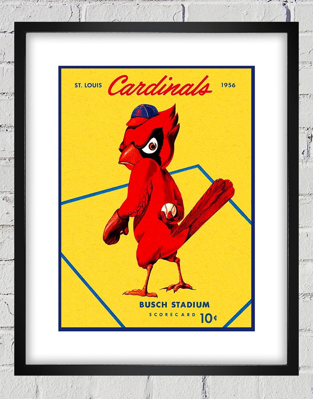 St. Louis Cardinals 1964 Scorecard Cover 18 x 14 Framed Print