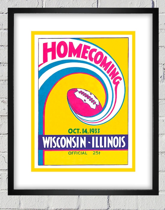 1933 Vintage Wisconsin Badgers - Illinois Fighting Illini Football Program Cover  - Digital Reproduction