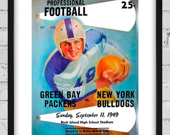 1949 Vintage Green Bay Packers - New York Bulldogs - Football Program Cover - Digital Reproduction