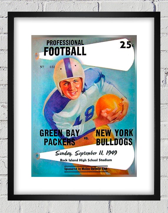 1949 Vintage Green Bay Packers - New York Bulldogs - Football Program Cover - Digital Reproduction - Print or Matted or Framed