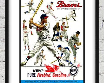 1962 Vintage Milwaukee Braves Scorecard Cover - Digital Reproduction