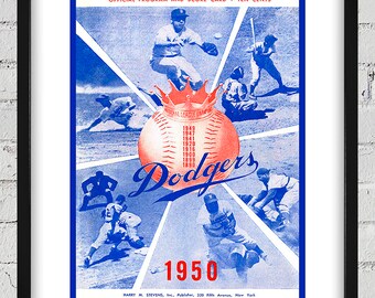 1950 Vintage Brooklyn Dodgers Program Cover - Digital Reproduction