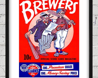 1948 Vintage Milwaukee Brewers Scorecard Cover - Digital Reproduction