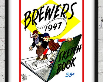 1947 Vintage Milwaukee Brewers Sketchbook Cover - Digital Reproduction