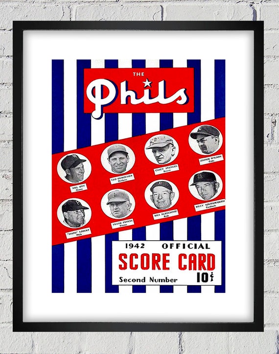 1942 Vintage Philadelphia Phillies Score Card - Managers - Digital Reproduction