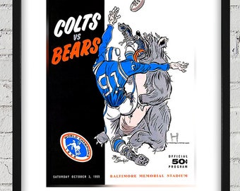 1959 Vintage Chicago Bears - Baltimore Colts - World Championship Football Program Cover - Digital Reproduction