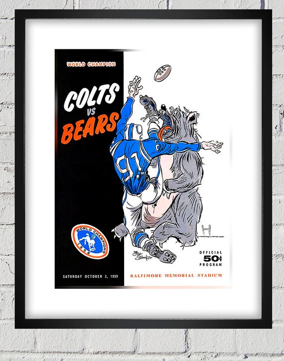 1959 Vintage Chicago Bears - Baltimore Colts - World Championship Football Program Cover - Digital Reproduction