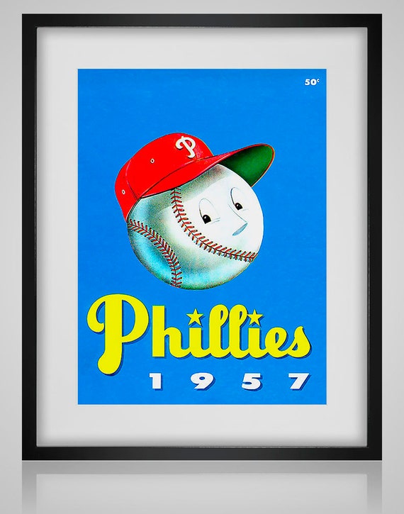 1957 Vintage Philadelphia Phillies Program Cover - Digital Reproduction -  Print or Matted or Framed