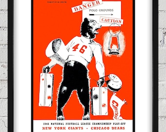 1946 New York Giants - Chicago Bears Football Program Cover - Championship Playoff - Digital Reproduction