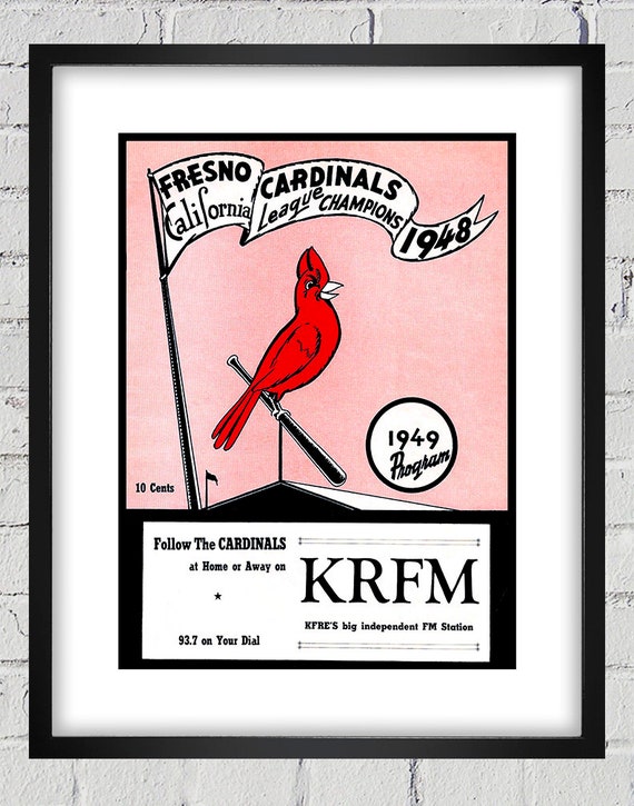 1949 Vintage Fresno Cardinals Baseball Program Cover - California League - Digital Reproduction