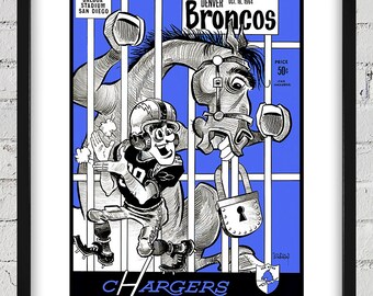 1964 Vintage Denver Broncos - San Diego Charges Program Cover- Digital Reproduction