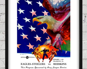 1943 Vintage Eagles-Steelers (Steeagles) - Washington Football Program Cover - Digital Reproduction
