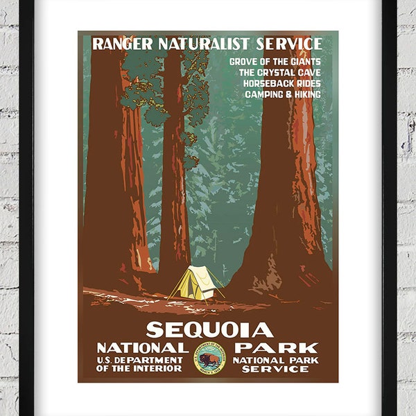 1938 Vintage WPA Poster - Sequoia National Park - Digital Reproduction