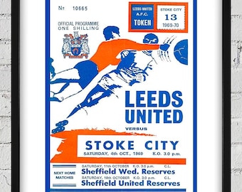 1969 Vintage  Stroke City - Leeds United English Football Program Cover - Digital Reproduction