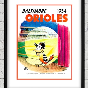 1954 Vintage Baltimore Orioles Sketchbook Cover - Opening Year - Digital Reproduction