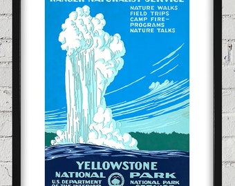 Vintage WPA Poster - Old Faithful - Yellowstone National Park - Digital Reproduction