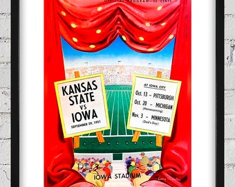 1951 Vintage Kansas State Wildcats - Iowa Hawkeyes Football Program Cover - Digital Reproduction