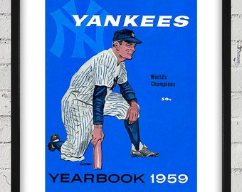 1959 Vintage New York Yankees Yearbook Cover - Digital Reproduction