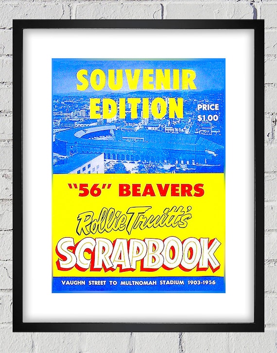 1956 Vintage Portland Lucky Beavers - Pacific Coast League Baseball Scrapbook Cover - Digital Reproduction