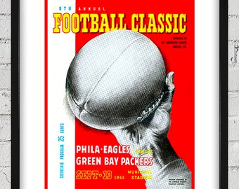 1945 Vintage Philadelphia Eagles - Green Bay Packers Football Program Cover - Digital Reproduction