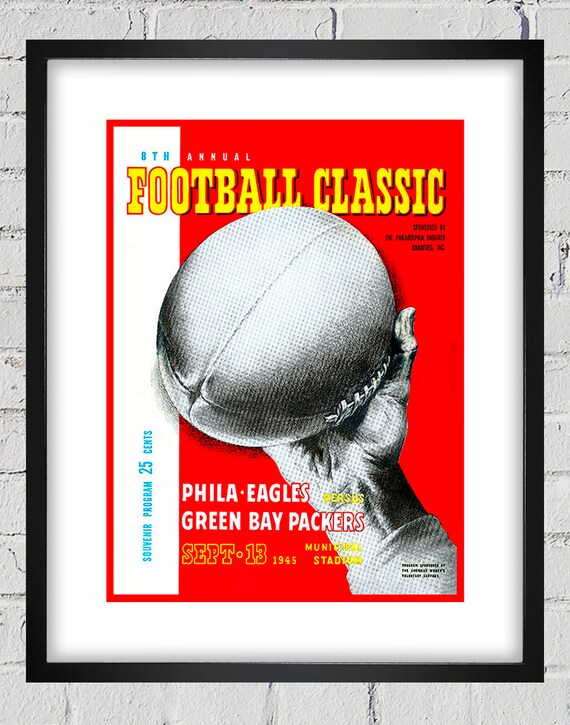 1945 Vintage Philadelphia Eagles - Green Bay Packers Football Program Cover - Digital Reproduction