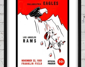 1959 Vintage Los Angeles Rams - Philadelphia Eagles Football Program Cover - Digital Reproduction