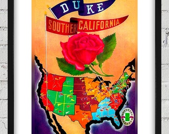 1939 Vintage Rose Bowl - Duke Blue Devils - Southern California Football Program Cover - Digital Reproduction