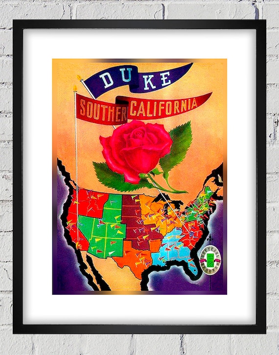 1939 Vintage Rose Bowl - Duke Blue Devils - Southern California Football Program Cover - Digital Reproduction