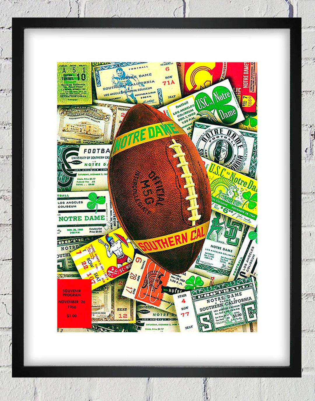 Programme De Match Football Vintage 1956 - USC Trojans Vs Notre Dame Fighting Irish