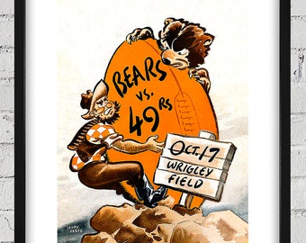 1954 Vintage San Francisco 49ers - Chicago Bears Football Program Cover - Digital Reproduction