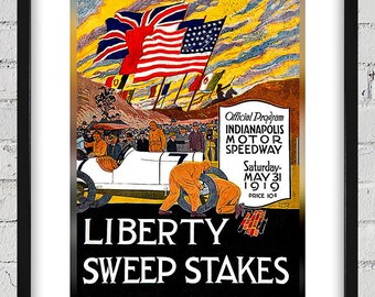1919 Vintage Indianapolis 500 Racing Program Cover - Digital Reproduction