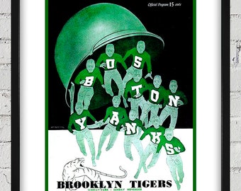 1944 Vintage Boston Yanks - Brooklyn Tigers Football Program Cover - Digital Reproduction