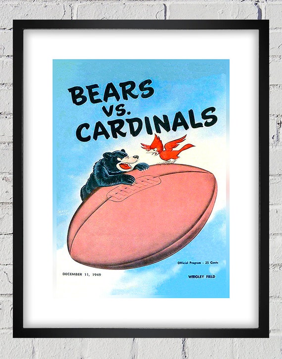 1949 Vintage Chicago Cardinals - Chicago Bears Football Program Cover - Digital Reproduction