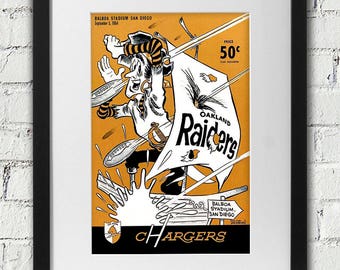 1964 Vintage San Diego Charges - Oakland Raiders Football Program - Digital Reproduction