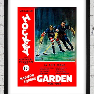 1936-1937 Vintage New York Rangers Hockeyprogramm - Digitale Reproduktion