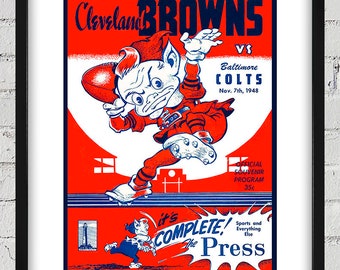 1948 Vintage Baltimore Colts - Cleveland Browns Football Program Cover - Digital Reproduction