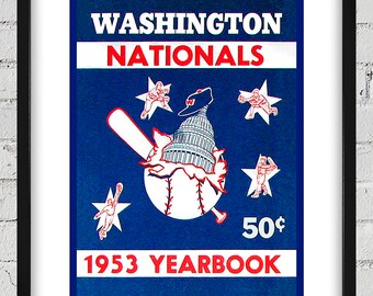 1953 Vintage Washington Nationals Yearbook Cover - Digital Reproduction