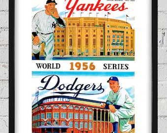1956 Vintage Brooklyn Dodgers - New York Yankees World Series Program Cover - Digital Reproduction