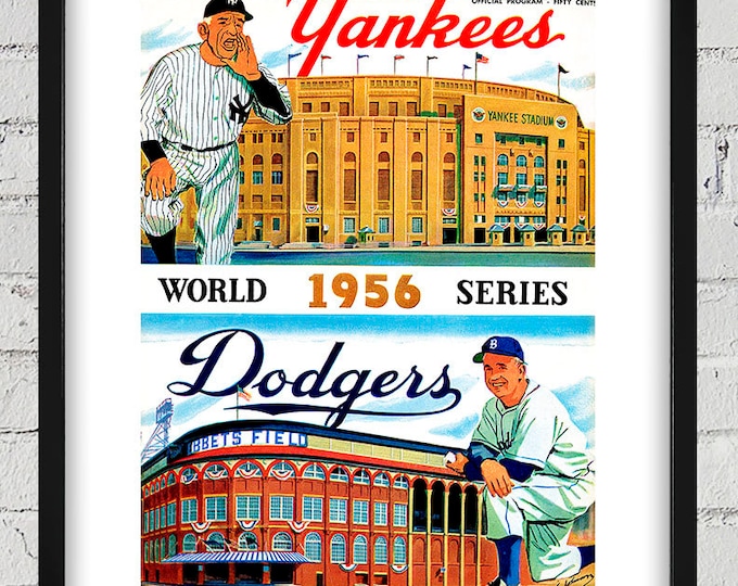 Featured listing image: 1956 Vintage Brooklyn Dodgers - New York Yankees World Series Program Cover - Digital Reproduction