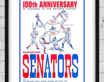 1959 Vintage Washington Senators Program Cover - 100 Years - Digital Reproduction