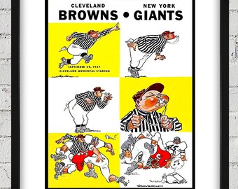 1957 Vintage Cleveland Browns - New York Giants Football Program Cover - Digital Reproduction