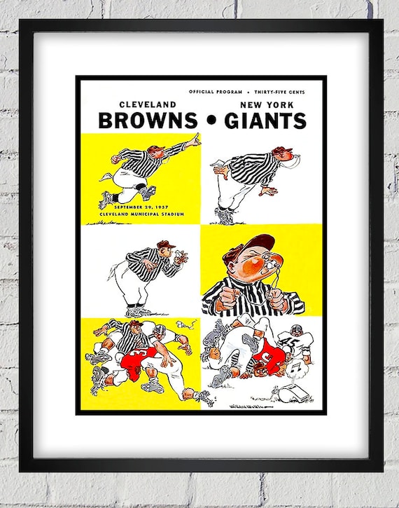 1957 Vintage Cleveland Browns - New York Giants Football Program Cover - Digital Reproduction