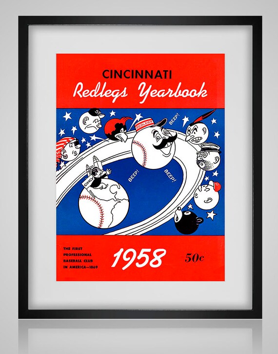 1958 Vintage Cincinnati Reds Yearbook Cover - Digital Reproduction