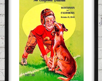 1948 Vintage Wisconsin Badgers - California Golden Bears Football Program Cover - Digital Reproduction