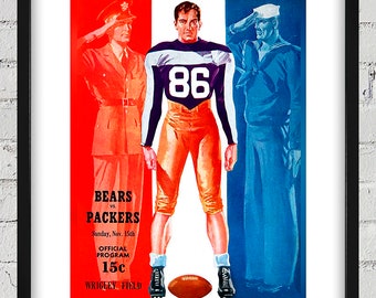 1942 Vintage Chicago Bears - Green Bay Packers Football Program Cover - Digital Reproduction
