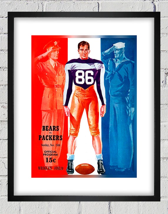 1942 Vintage Chicago Bears - Green Bay Packers Football Program Cover - Digital Reproduction