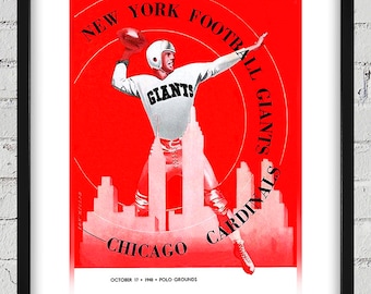 1948 Vintage New York Giants - Chicago Cardinals Football Program Cover - Digital Reproduction