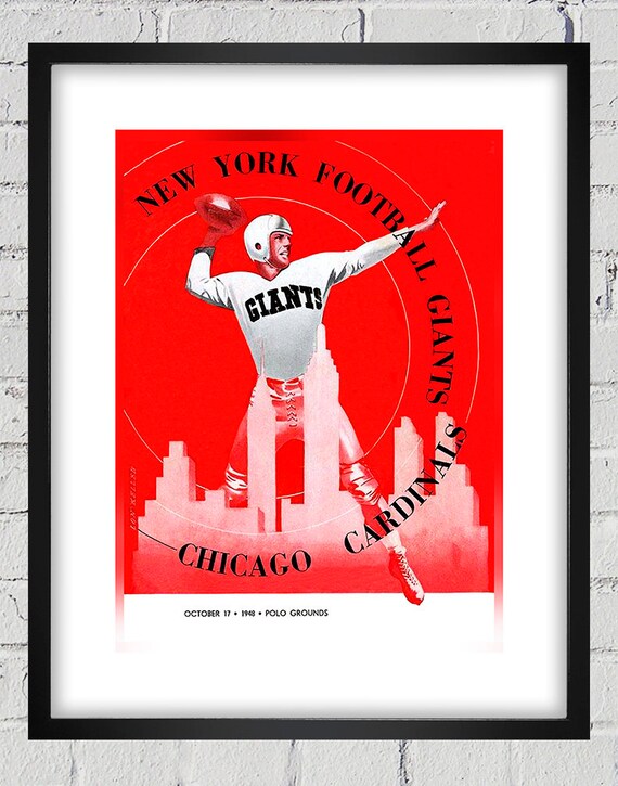 1948 Vintage New York Giants - Chicago Cardinals Football Program Cover - Digital Reproduction