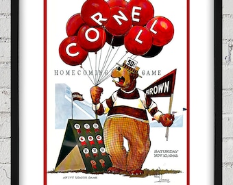 1962 Vintage Brown - Cornell  Football Program Cover - Digital Reproduction